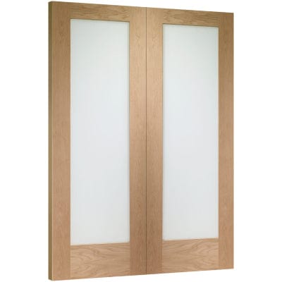 Pattern 10 Internal Oak Rebated Door Pair with Clear Glass -