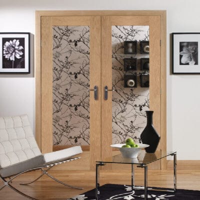 Pattern 10 Internal Oak Rebated Door Pair with Clear Glass -