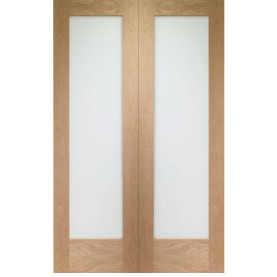 Pattern 10 Internal Oak Rebated Door Pair with Clear Glass -