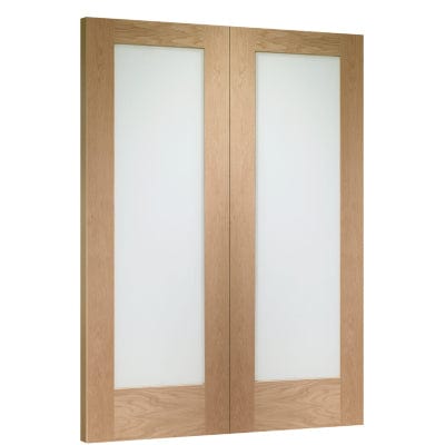 Pattern 10 Internal Oak Rebated Door Pair with Obscure Glass -