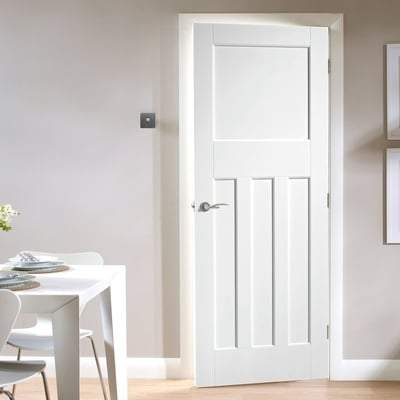 DX 30's Style White Primed 4 Panel Interior Fire Door FD30 - 2040mm x 726mm -