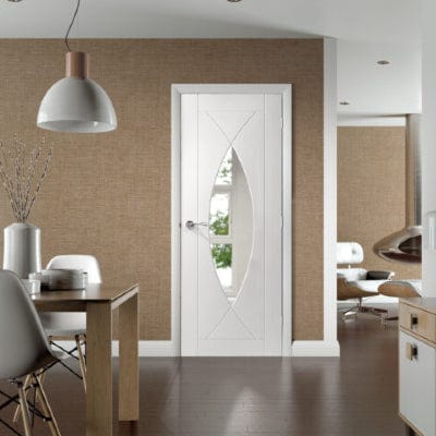 Pesaro Internal White Primed Door with Clear Glass - Doors