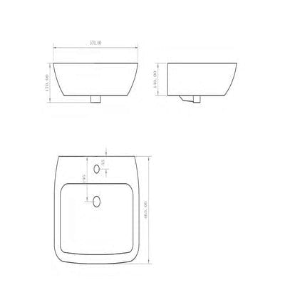Piccolo 570mm Basin - 1 Tap Hole - Bathrooms