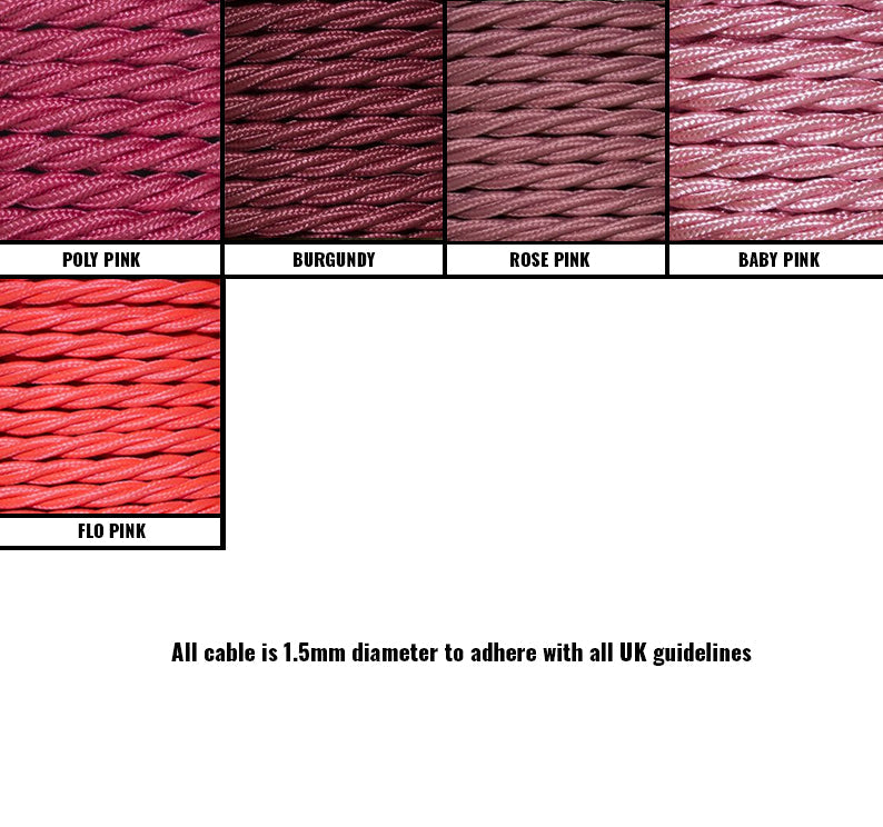 Pink Braided Fabric Decorative Extension Lead - White 4 Gang Switched Trailing Socket - Extension Leads