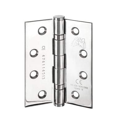 Polished Stainless Steel Butt Hinge - 4" x 3" x 3mm (Pack of 3) - Doors