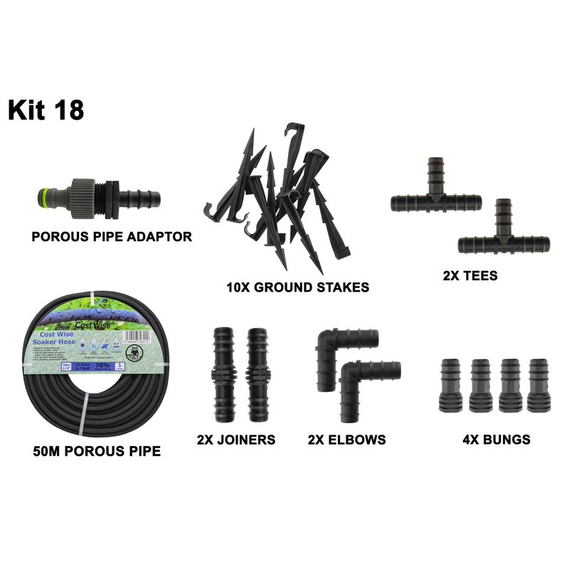 Porous Pipe Kit, POROUS-KIT18 - Home & Garden > Lawn & Garden > Watering & Irrigation Garden watering