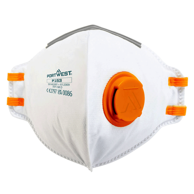 Portwest P153 FFP1 Valved Dolomite Fold Flat Respirator (Pack of 20) - FACE PROTECTION