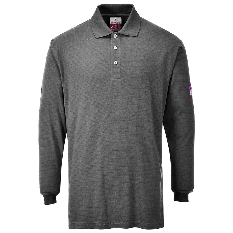 Portwest FR10 Flame Resistant Anti-Static Long Sleeve Polo Shirt - FLAME RETARDANT SHIRTS
