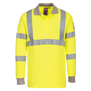 Portwest FR77 Flame Resistant Anti-Static Hi-Vis Long Sleeve Polo Shirt - FLAME RETARDANT SHIRTS