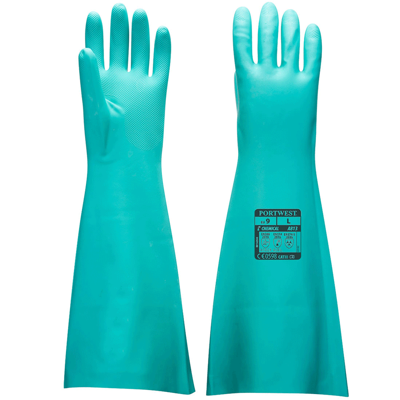Portwest A2 Extended Length Nitrile Gauntlet - CHEMICAL GLOVES
