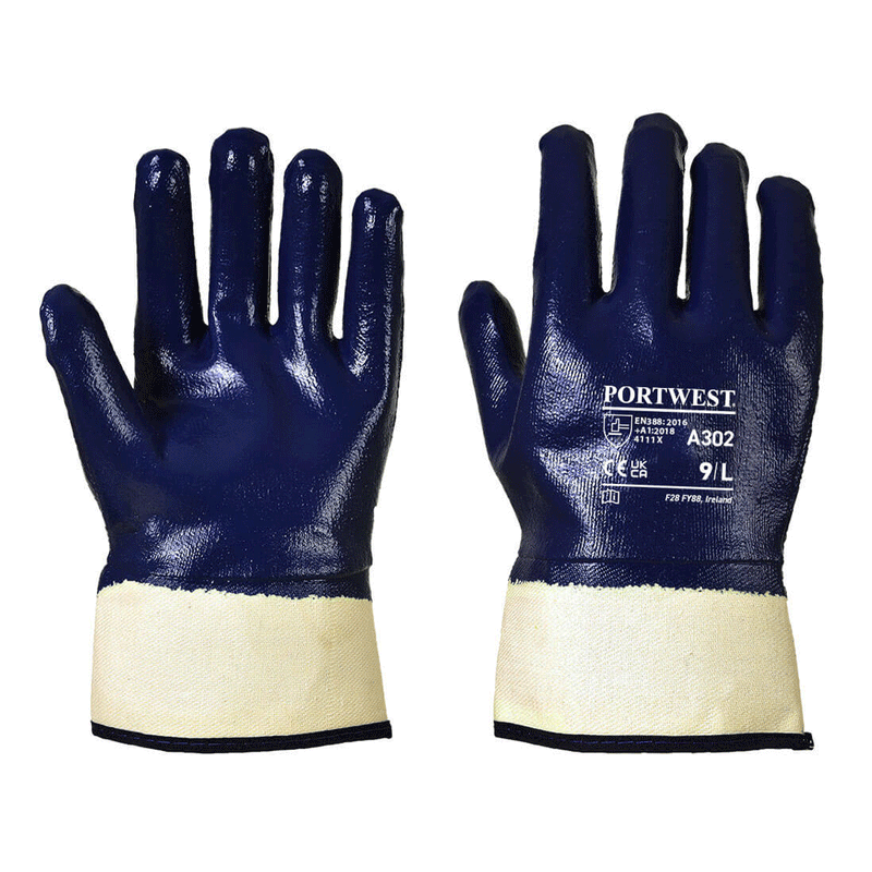 Portwest A302 Fully Dipped Nitrile Safety Cuff - LIQUID PROTECTION GLOVES