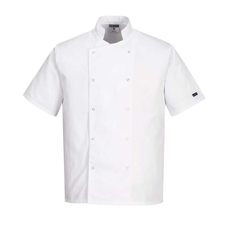 Portwest C733 Cumbria Short Sleeve Chefs Jacket - JACKETS & COATS