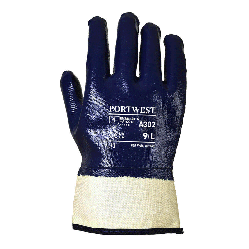 Portwest A302 Fully Dipped Nitrile Safety Cuff - LIQUID PROTECTION GLOVES