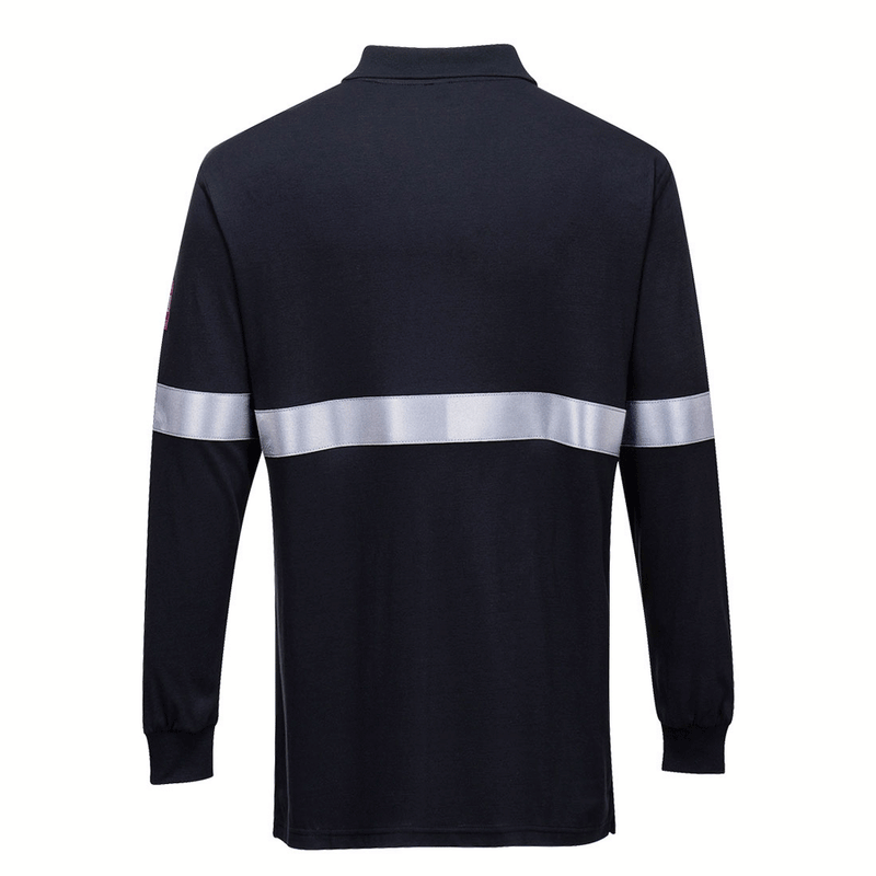 Portwest FR03 Flame Resistant Anti-Static Long Sleeve Polo Shirt with Reflective Tape - FLAME RETARDANT SHIRTS