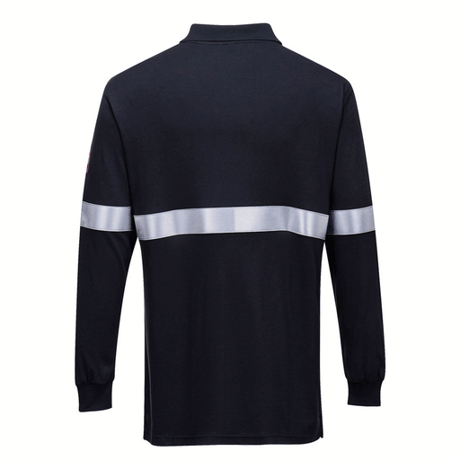 Portwest FR03 Flame Resistant Anti-Static Long Sleeve Polo Shirt with Reflective Tape - FLAME RETARDANT SHIRTS
