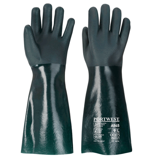 Portwest A845 Double Dipped PVC Gauntlet Glove 45cm - GAUNTLET GLOVES
