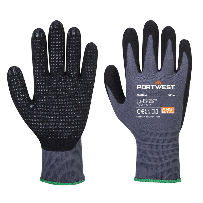 Portwest A351 DermiFlex Plus Nitrile Glove - GENERAL HANDLING GLOVES
