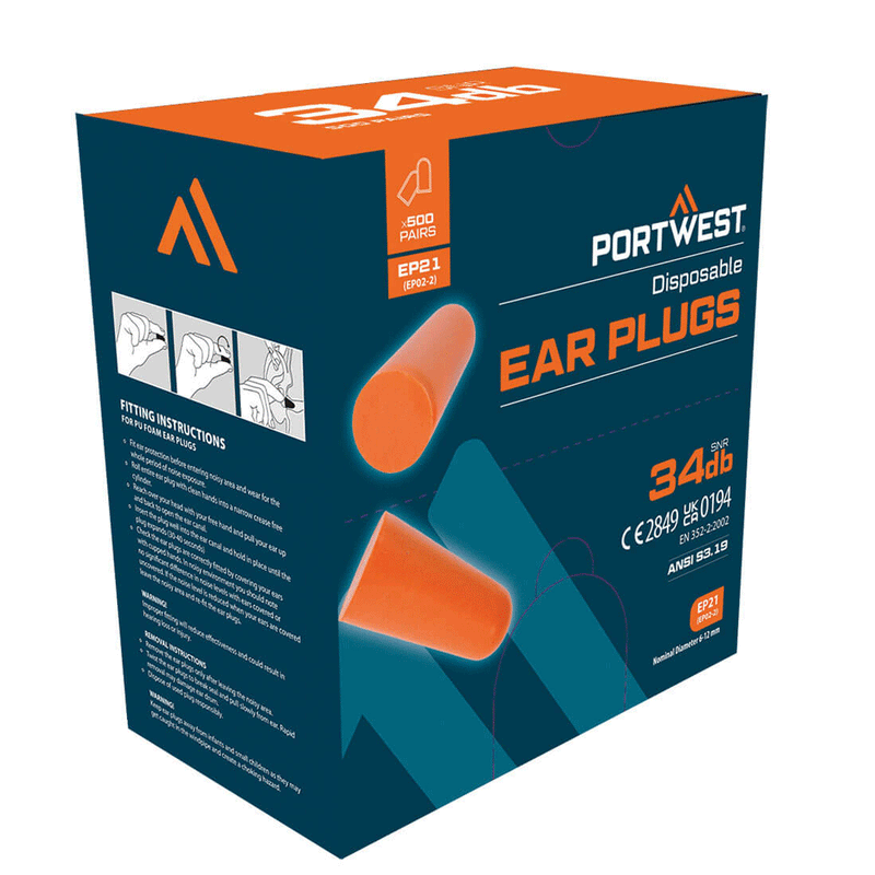 Portwest EP21 Ear Plug Dispenser Refill Pack (500 pairs) - Health & Beauty > Personal Care > Ear Care > Earplugs EAR PROTECTION