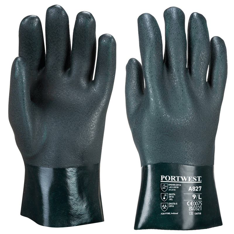 Portwest A827 Double Dipped PVC Gauntlet Glove 27cm - GAUNTLET GLOVES