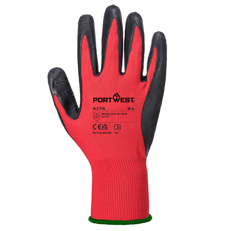 Portwest A174 Flex Grip Latex Gloves - GRIP PERFORMANCE GLOVES