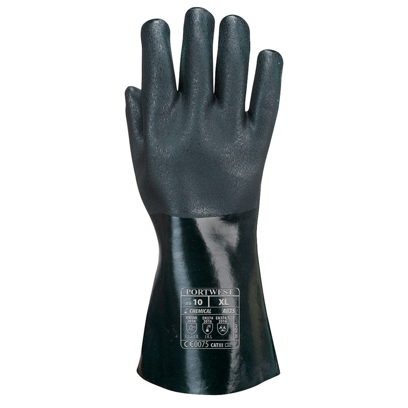 Portwest A835 Double Dipped PVC Gauntlet Glove 35cm - GAUNTLET GLOVES