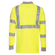 Portwest FR77 Flame Resistant Anti-Static Hi-Vis Long Sleeve Polo Shirt - FLAME RETARDANT SHIRTS