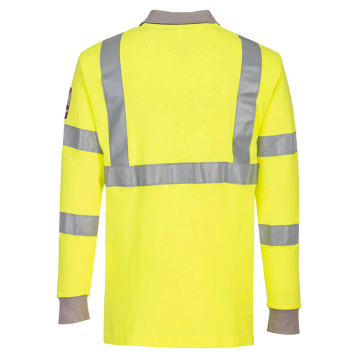 Portwest FR77 Flame Resistant Anti-Static Hi-Vis Long Sleeve Polo Shirt - FLAME RETARDANT SHIRTS