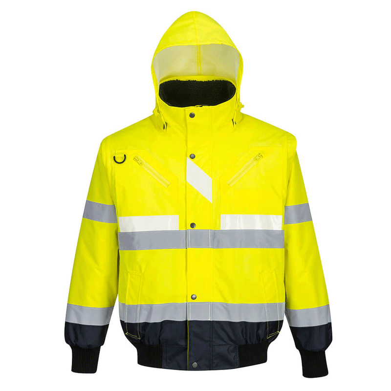 Portwest G465 Glowtex Hi-Vis 3-in-1 Contrast Bomber Jacket - HI-VIS JACKETS & COATS