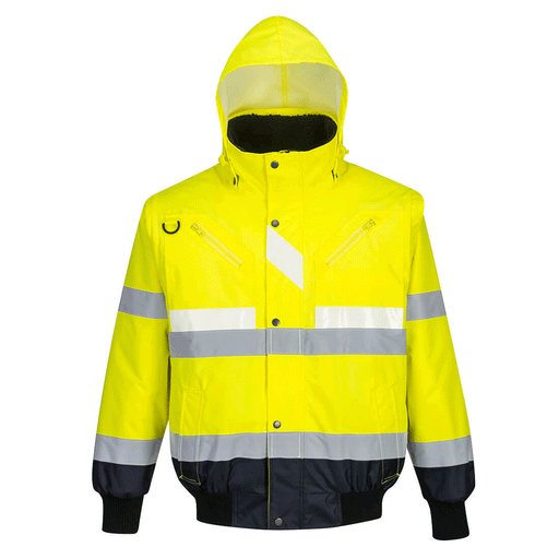 Portwest G465 Glowtex Hi-Vis 3-in-1 Contrast Bomber Jacket - HI-VIS JACKETS & COATS
