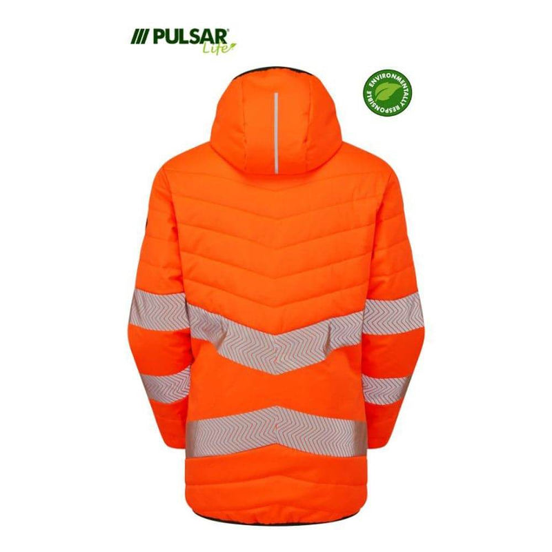 PULSAR® LIFE LFE963 GRS Women's Reversible Hi-Vis Puffer Jacket Orange - WOMENS HI-VIS CLOTHING