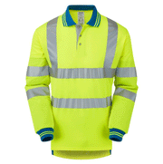 PULSAR P458 Hi-Vis Yellow Long Sleeved Polo Shirt - HI-VIS T-SHIRTS
