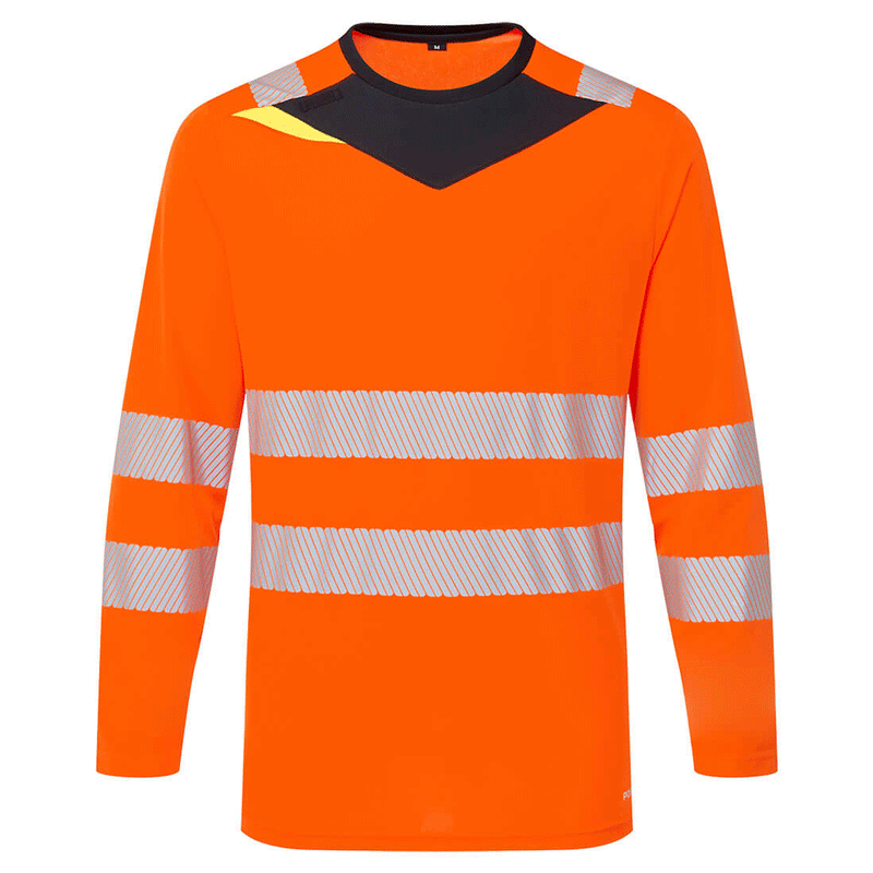 Portwest DX416 DX4 Hi-Vis Long Sleeve T-Shirt - HI-VIS T-SHIRTS