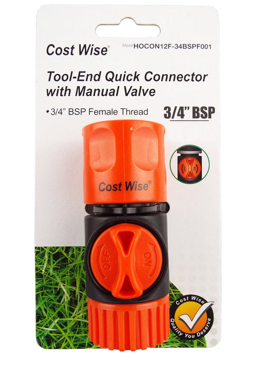 Cost Wise Female Connector with Valve And 3/4" BSPF Inlet - Home & Garden > Lawn & Garden Garden watering