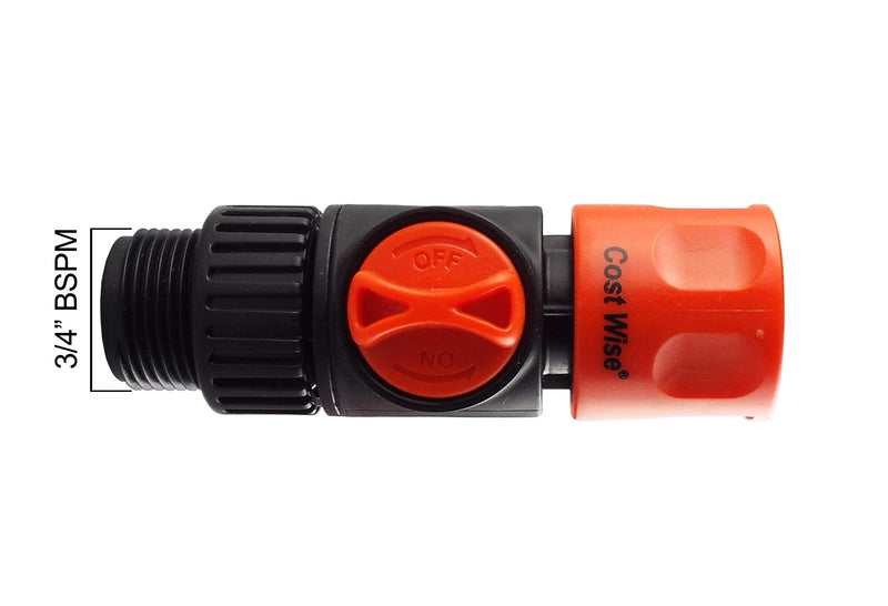 Cost Wise Female Connector with Valve and 3/4" BSPM Inlet - Home & Garden > Lawn & Garden Garden watering