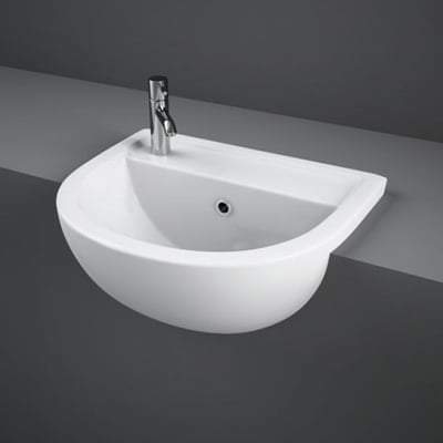 45cm Semi Recessed Basin 1 Tap Hole in Alpine White - All Styles - Bathrooms