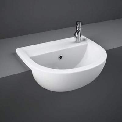 45cm Semi Recessed Basin 1 Tap Hole in Alpine White - All Styles - Bathrooms