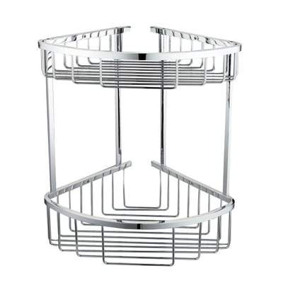 Double Corner Chrome Round Front Basket - Bathrooms