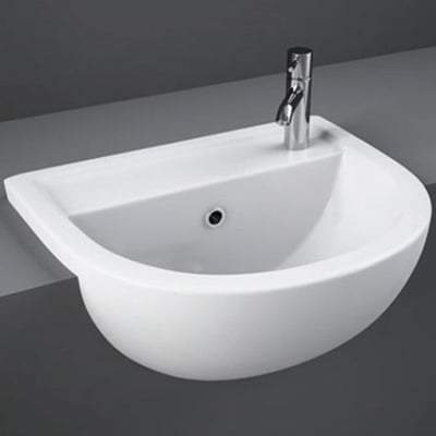 40cm Semi Recessed Basin 1 Tap Hole in Alpine White - All Styles - Bathrooms