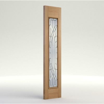 Majestic Oak Unfinished 1 Zinc Clear Bevelled Double Glazed External Sidelight - 1981mm x 457mm -