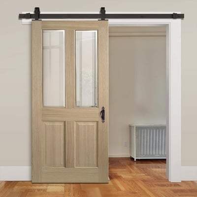 Oak Richmond 2 Glazed Clear Light Panels Pre-Finished Internal Door - 1981mm x 838mm -