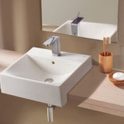 Diverta Ceramic Semi Recessed 500mm Countertop Basin - 1 Tap Hole - Bathrooms