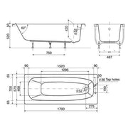 Malaga Bath 1700 x 700mm 2 Tap Holes - Bathrooms