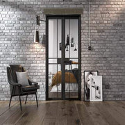 Greenwich Black Primed 10 Glazed Clear Light Panels Interior Room Divider - 2031mm x 1246mm - Doors