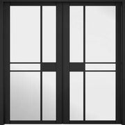 Greenwich Black Primed 10 Glazed Clear Light Panels Interior Room Divider - 2031mm x 1246mm - Doors