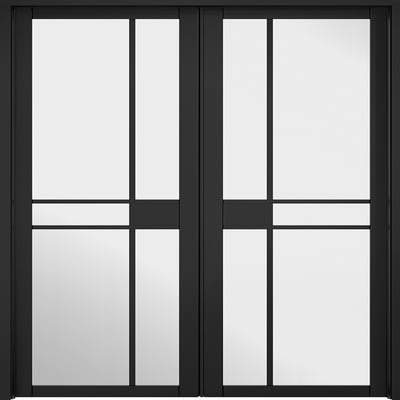 Greenwich Black Primed 10 Glazed Clear Light Panels Interior Room Divider - 2031mm x 1246mm - Doors