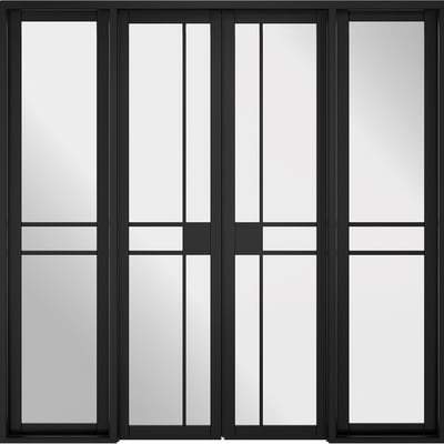 Greenwich Black Primed 16 Glazed Clear Light Panels Interior Room Divider - Doors