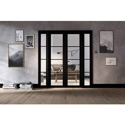 Soho Black Primed 16 Glazed Clear Light Panels Interior Room Divider - 2031mm x 1904mm - Doors
