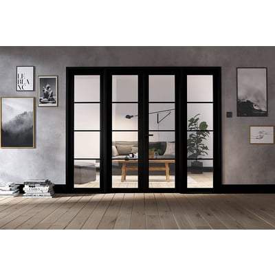 Soho Black Primed 16 Glazed Clear Light Panels Interior Room Divider - 2031mm x 2478mm - Doors