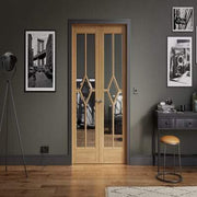 Reims Oak Pre-Finished 10 Glazed Clear Light Panels Interior Room Divider - 2031mm x 1246mm - Doors