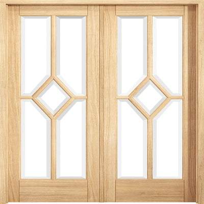 Reims Oak Pre-Finished 10 Glazed Clear Light Panels Interior Room Divider - 2031mm x 1246mm - Doors